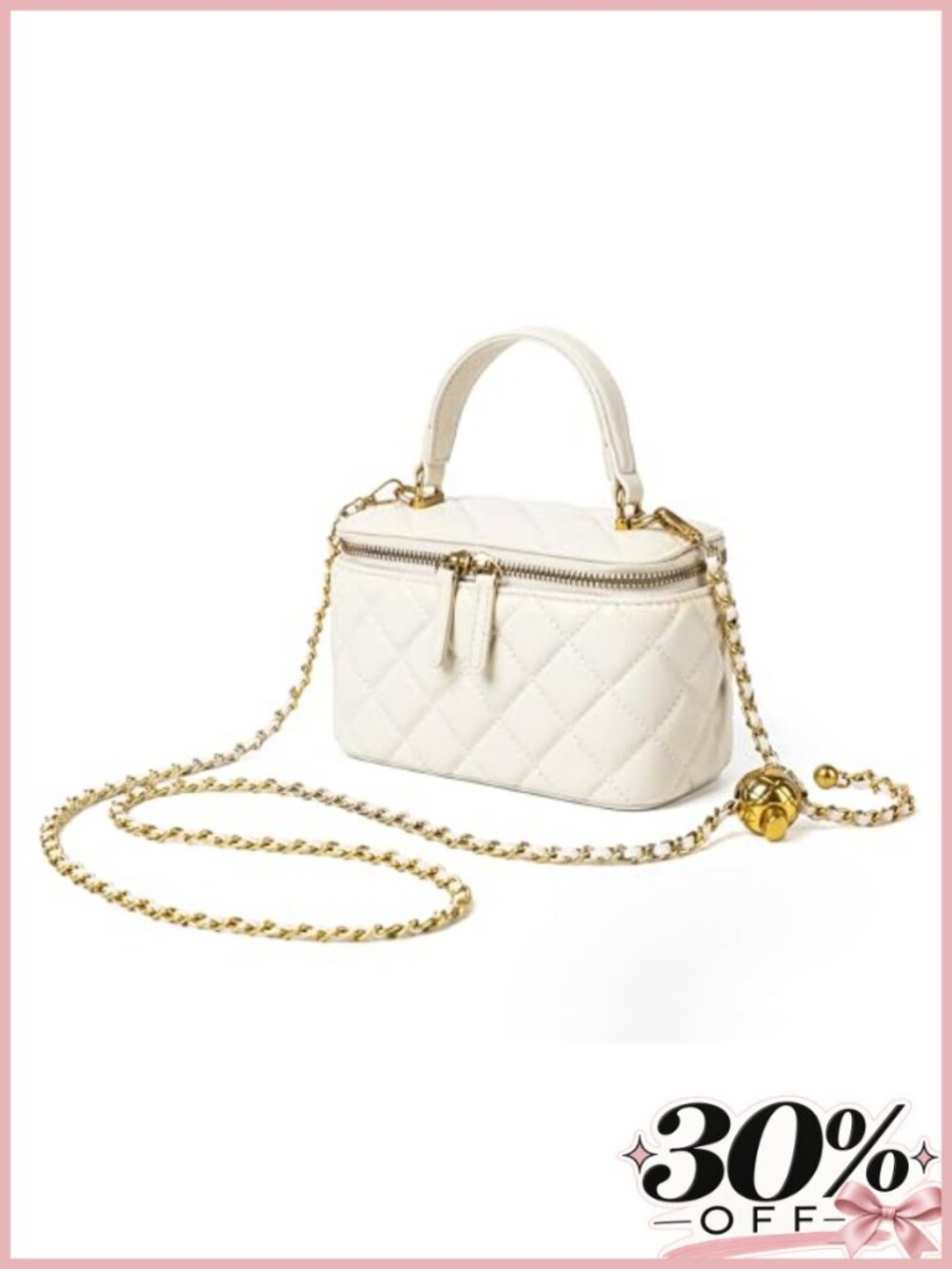 Genuine Lambskin Leather Small Crossbody Purse Quilted Box Bag with Chain Strap